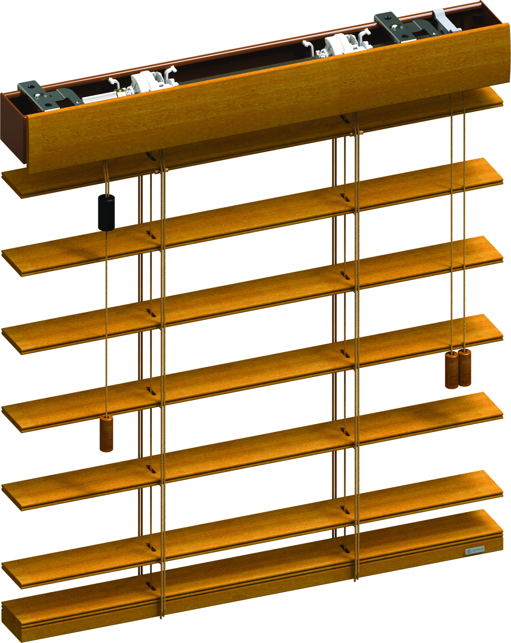 Schema einer Holz- und Bambus Jalousie mit besonders gutem Durchblick